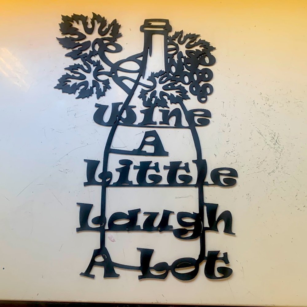 Wine Bottle Metal Art Sign